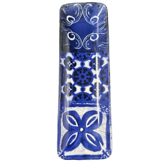Ashland Indigo Rectangular Blue and White Ceramic Platter 14 Inches Long - Picture 8 of 9